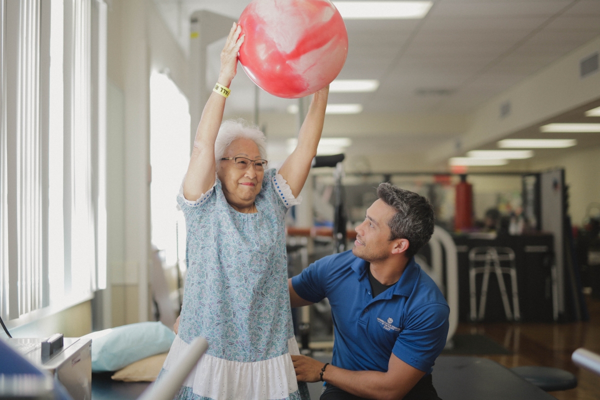 Orthopedic rehabilitation patient receiving therapy