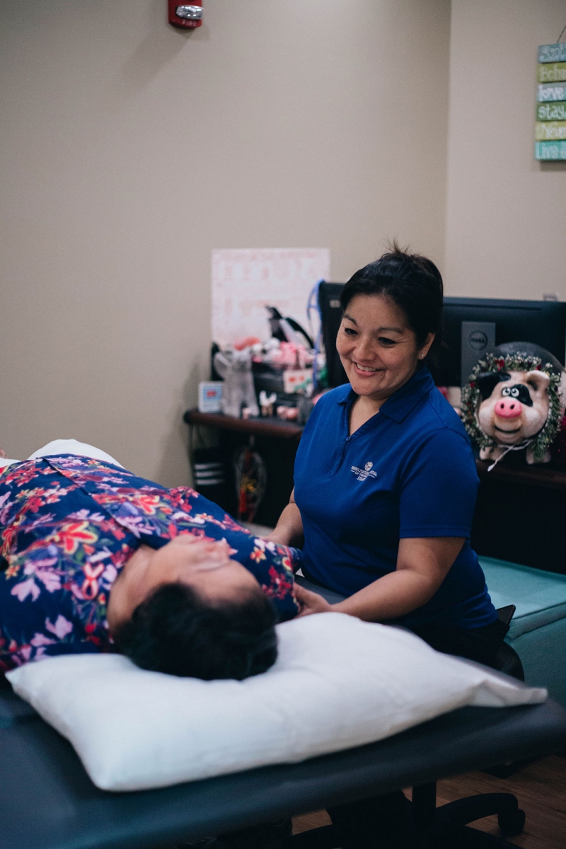 Patients doing stretches and exercises