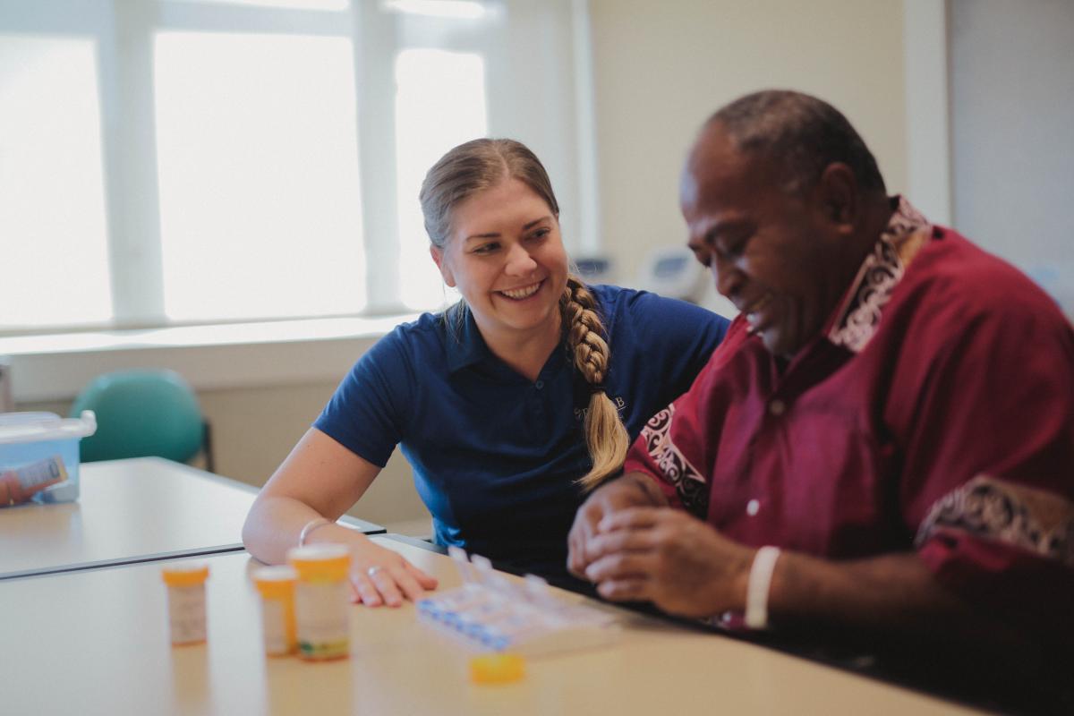 Nurse talking to patient