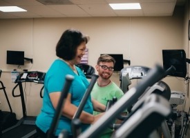 Patient walking on a treadmill