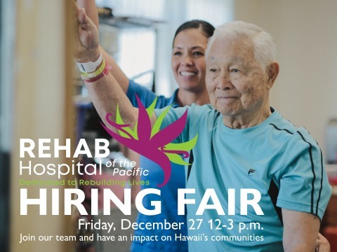Rehab Hospital Hiring Fair, Friday December 27 12-3pm